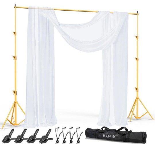 10x10Ft Photography Backdrop Stand - Gold, Adjustable Backdrop Stand for Parties, Photo Back Drop Stand, Background Support Stand with Carry Bag,Clamp