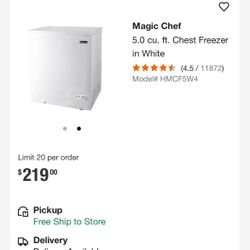 Magic Chef Freezer 5.0cu