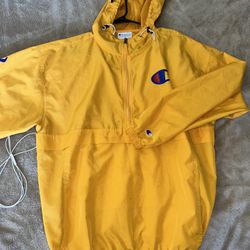 Champion Yellow Windbreaker Pullover – Size XL