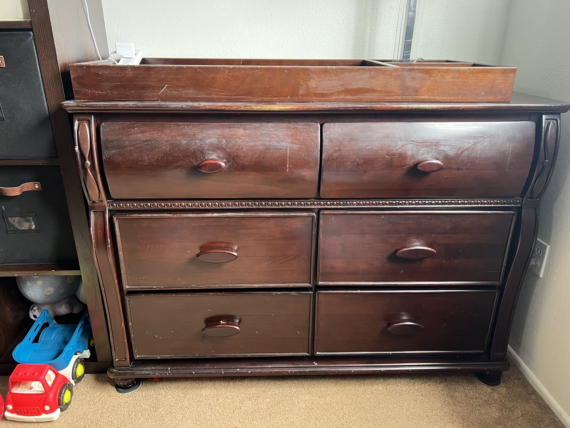 Solid Wood Dresser With removable Changing Table
