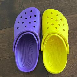 Purple and Yellow Crocs