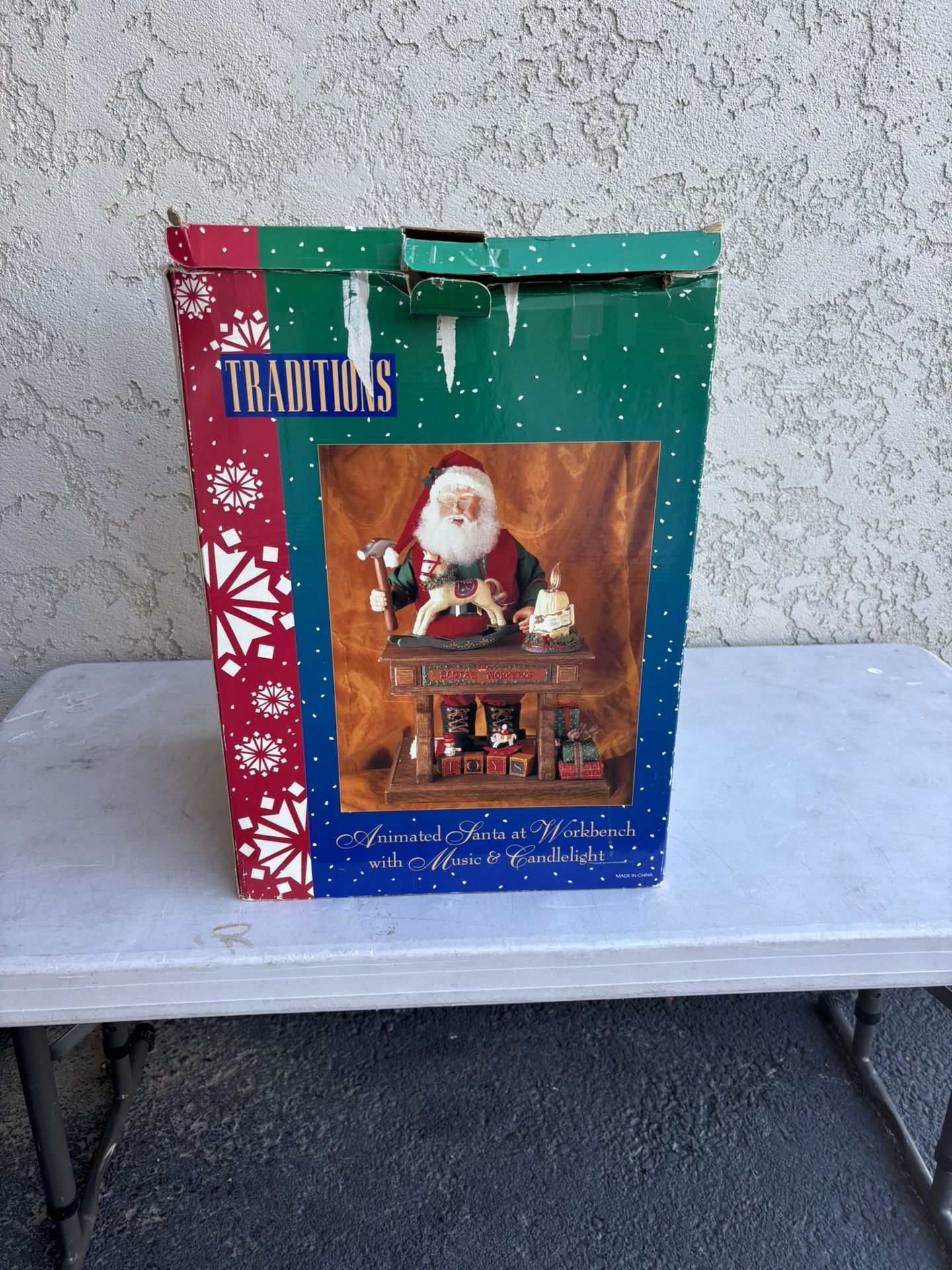 Holiday Creations Santa TOY WORKSHOP Animated Music Light Xmas Vtg 1993 Box 20  