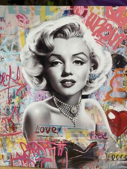 BIG Marilyn Monroe 30x30 Graffiti Spray Paint Airbrush Canvas Art Movie Star Photography PHOTO autographed
