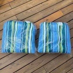 4 Outdoor Wicker Deep Seated Chair Caribbean Blue Tufted Replacement Cushions 20”x 20”x 4 NEW