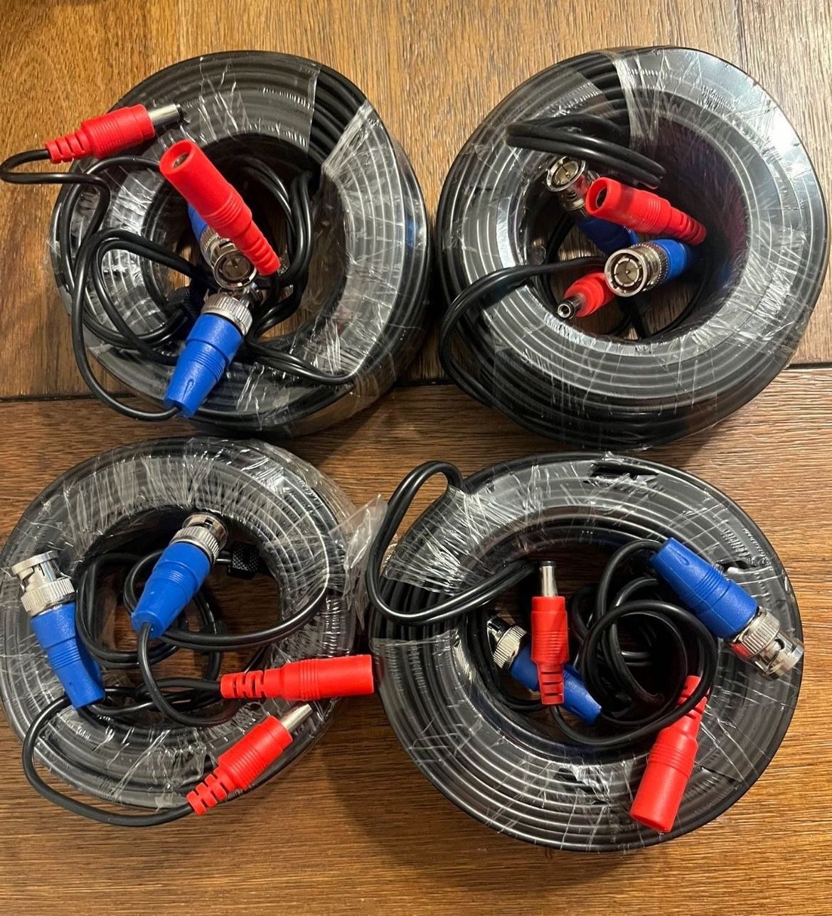 4-Pack 60ft Universal BNC Power & Video Cables – Compatible with Swann, Lorex, Night Owl, Samsung, Hikvision, Sony, and More! Reliable, High-Quality