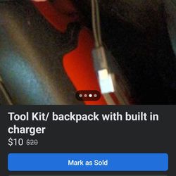 Tool Kit And Backpack With Built In Charger 