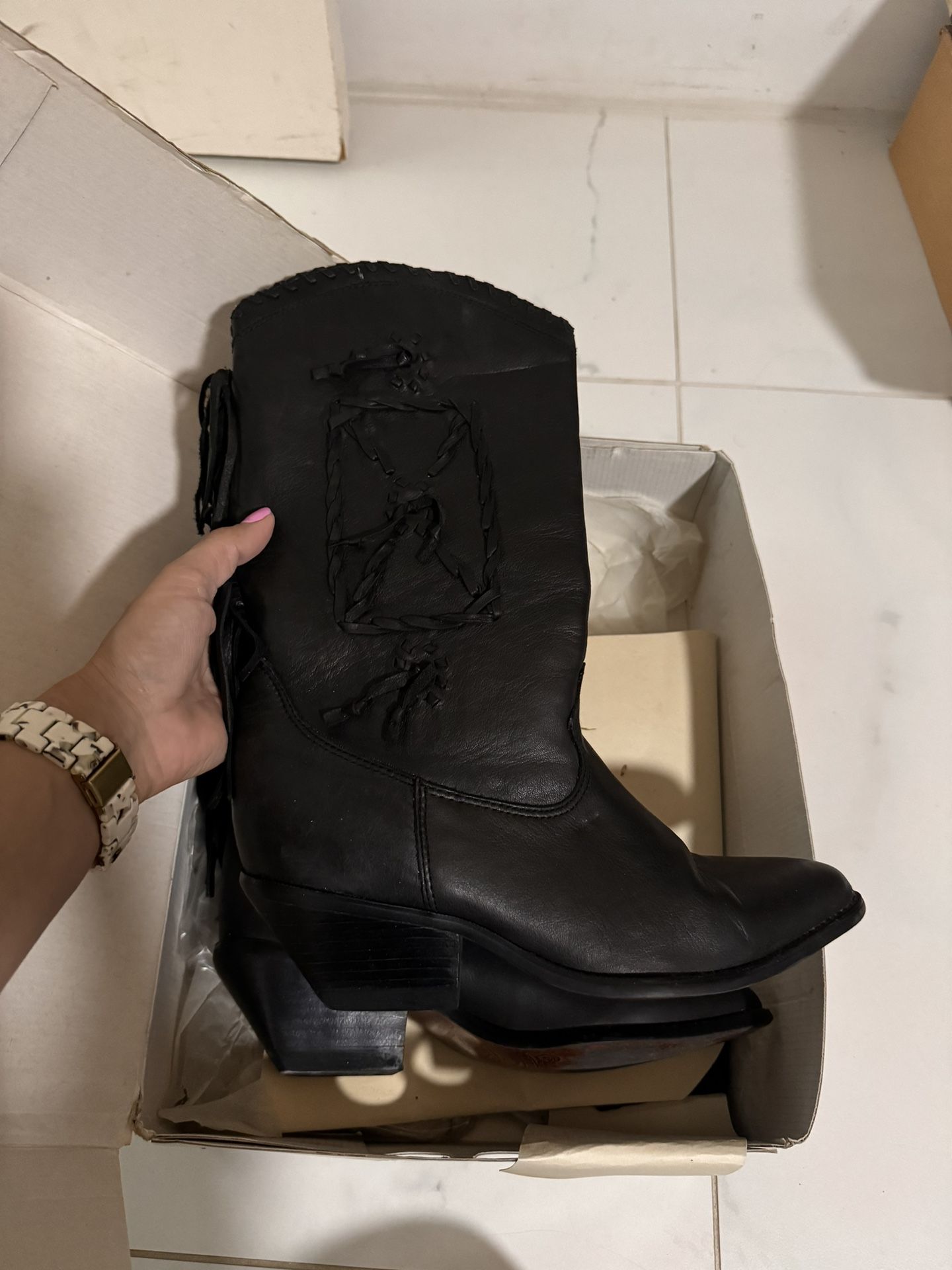 Black Cowboy Women Boots