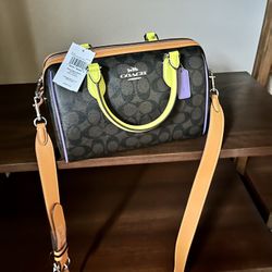 Brand New Coach Rowan Satchel In Colorblock Signature