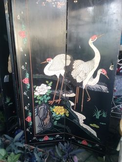 Antique Four Panel Asian Room Divider
