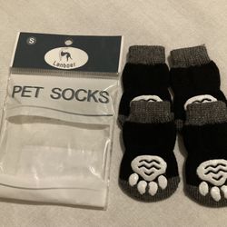 Dog/ Cat Socks Black Gray 1 Set 