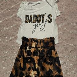 2pcs Infant & Toddler's DADDY'S GIRL Letter Print Summer Set, Ruffle Sleeve Triangle Bodysuit & Leopard Shorts & Headband, Baby Girl's Clothes