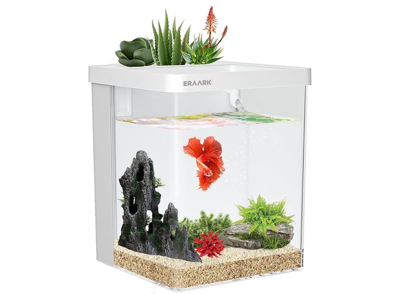 ERAARK Smart Betta Fish Tank 1.5 Gallon Aquarium kit self Cleaning, Filter LED Light, Water Pump