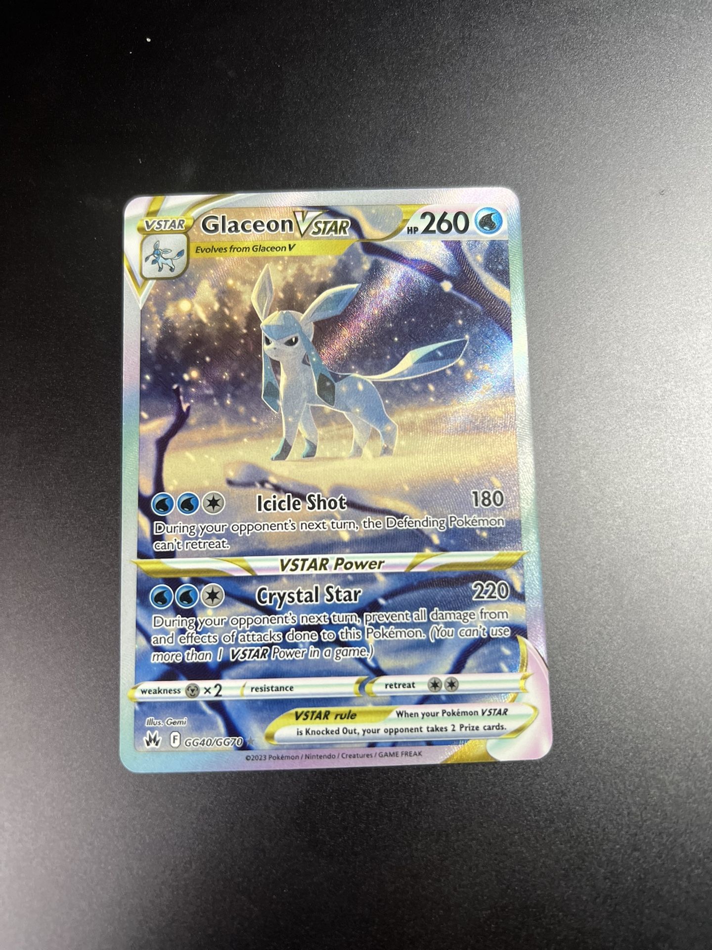 Glaceon V Star Crown Zenith Pokemon Card