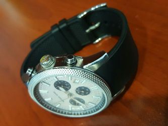 Michael Kors MK8055 - Silver Dial Rubber Chronograph Mens Watch