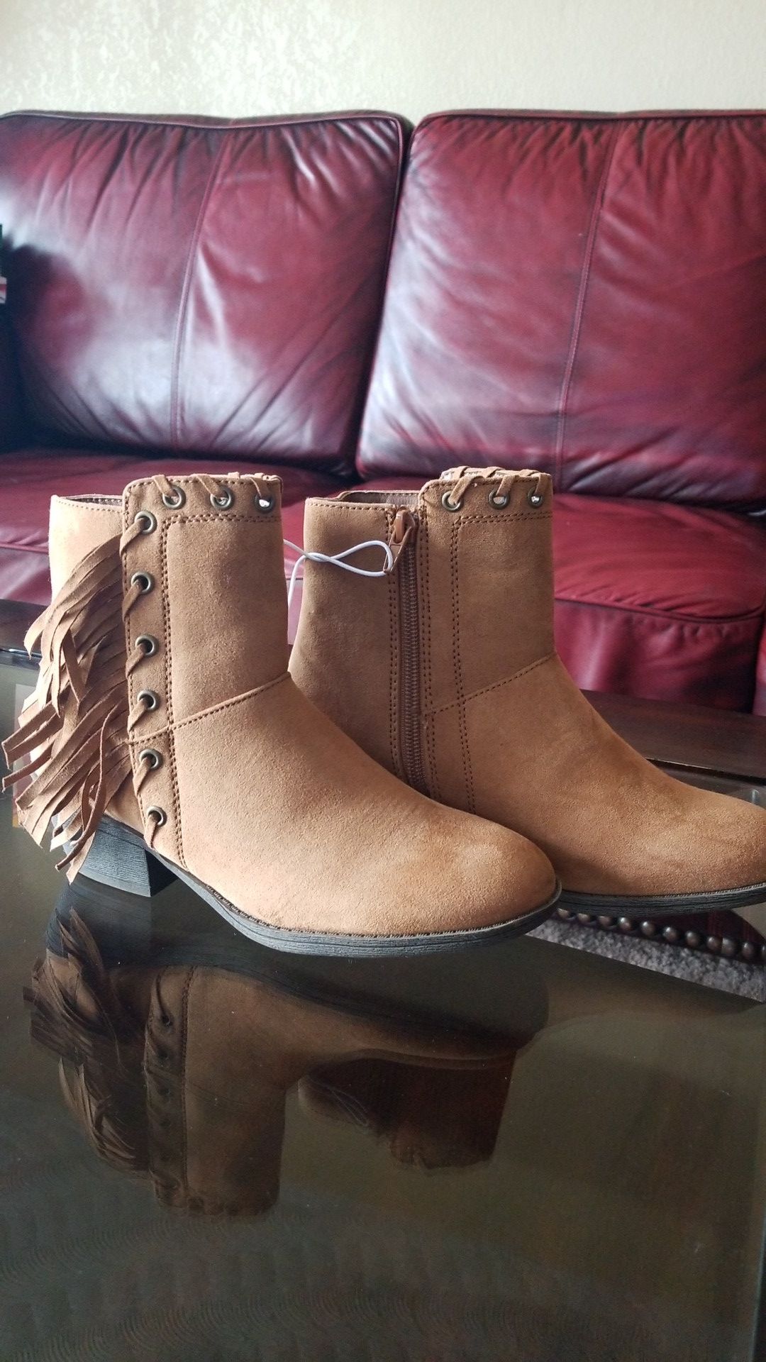 Justice Fringed Boots Size 5M