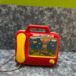 Fun-Years Red and Yellow Kids Learning Phone Toy vintage 1990
