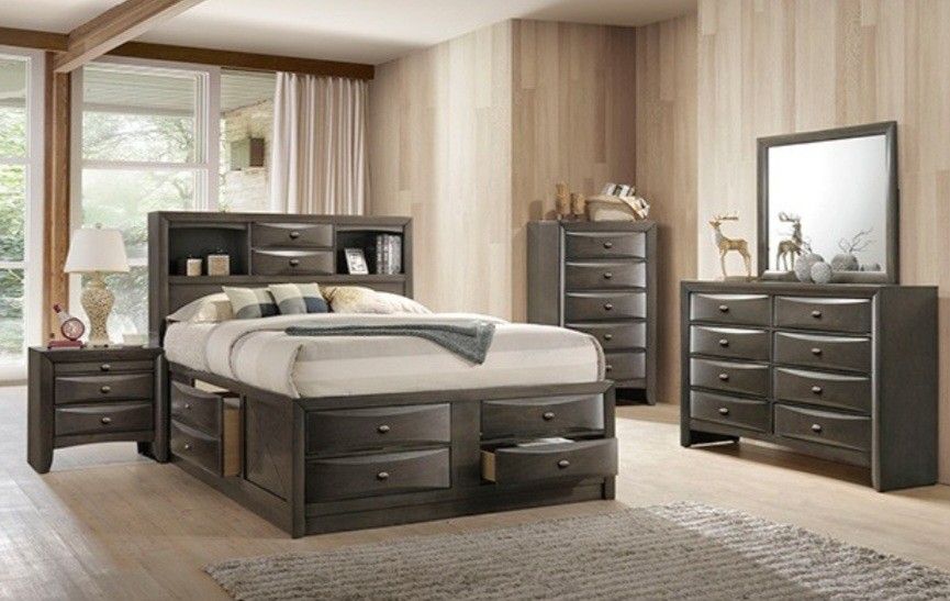 Brand New Grey 4pc Queen Bedroom Set (Available In Eastern King)