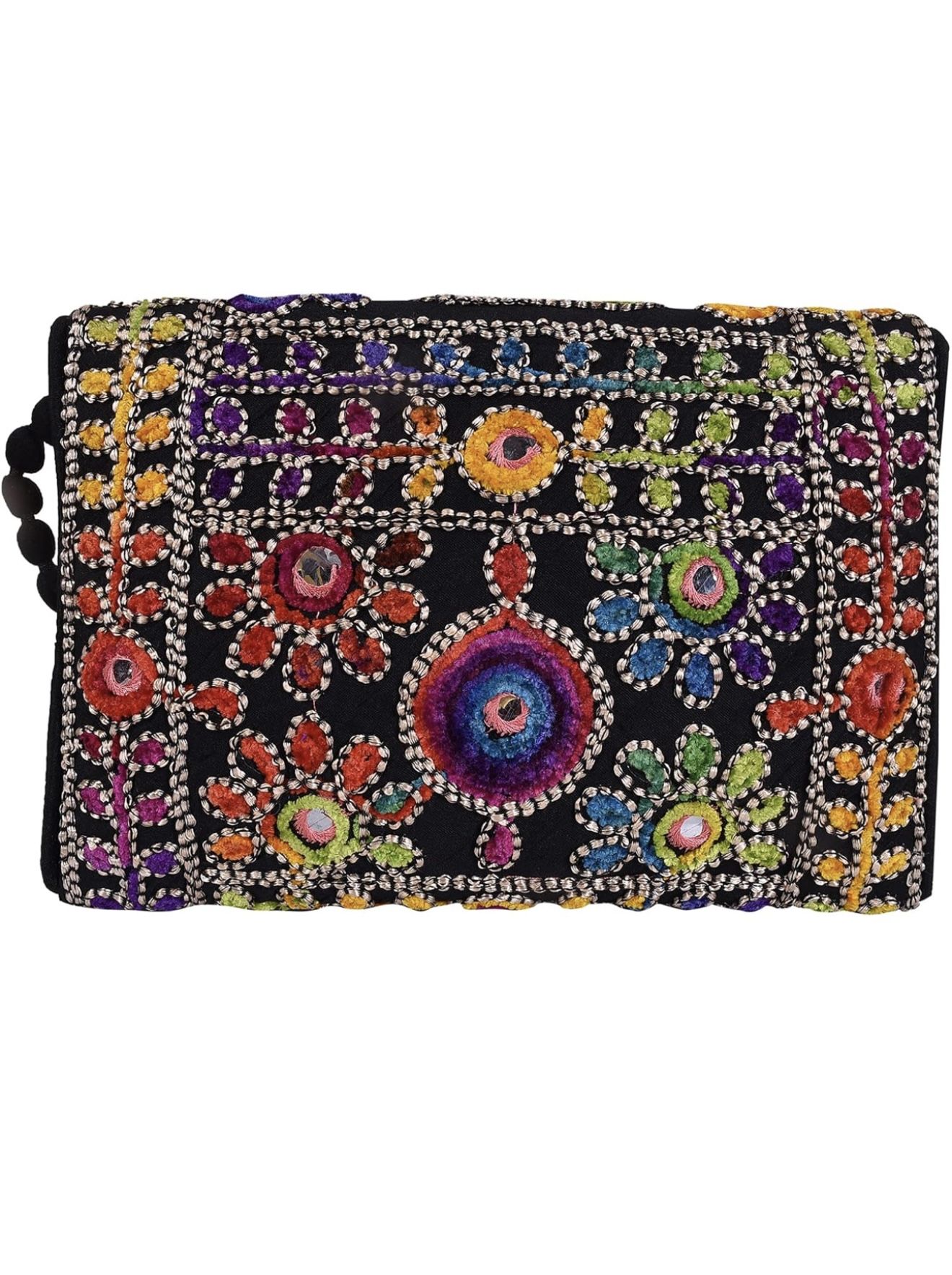 Hand Embroidered, Cotton Clutch Bag