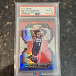 2021 PANINI PRIZM RED/WHITE/BLUE PRIZM #37 ANTHONY EDWARDS PSA 10