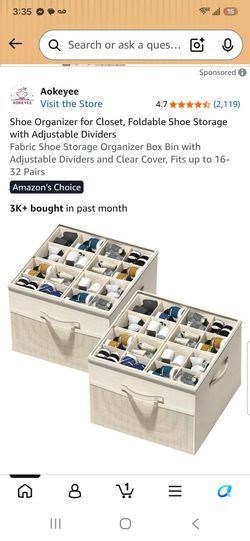 Brand New In Box 2 Pack Foldable Shoe Storage with Adjustable Dividers