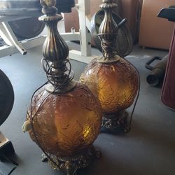 Vintage 1969 EF EF industries glass table lamp.
