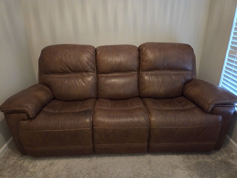 Brown Leather Recliner Sofa 