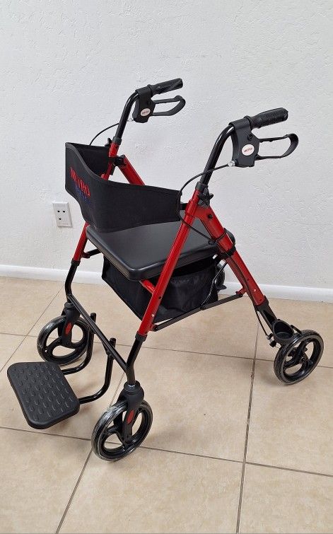 2-in-1 Senior Walker with Seat, Footrest and Backrest $90