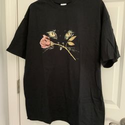 Black T-shirt Cat/rose XL
