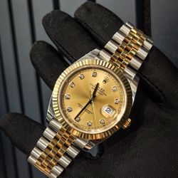 Rolex Datejust 41mm Champagne Diamond Dial On Two Tone Jubilee Band