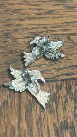 Silvertone hummingbird earrings by Avon
