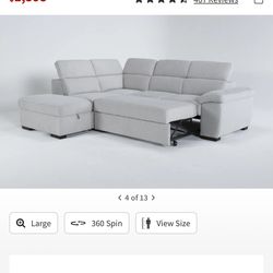 Living Spaces Sectional/Pull Out & Chaise W/ Storage