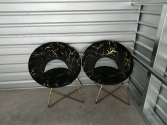 Set of 2 Modern Bronzing Velvet Upholstered Accent Chair Vanity Leisure Chair
