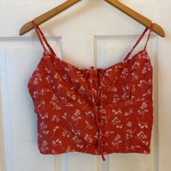 Red/orange Floral Spaghetti Strap Crop Top