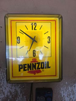 Pennzozoil clock and bar stool
