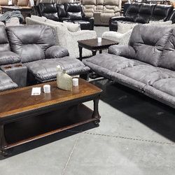 New Triple Recliner Sofa And Loveseat 