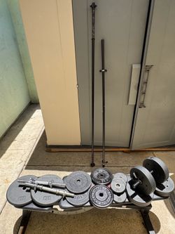 Home Gym Weight Sets + Adjustable Bench Bundle