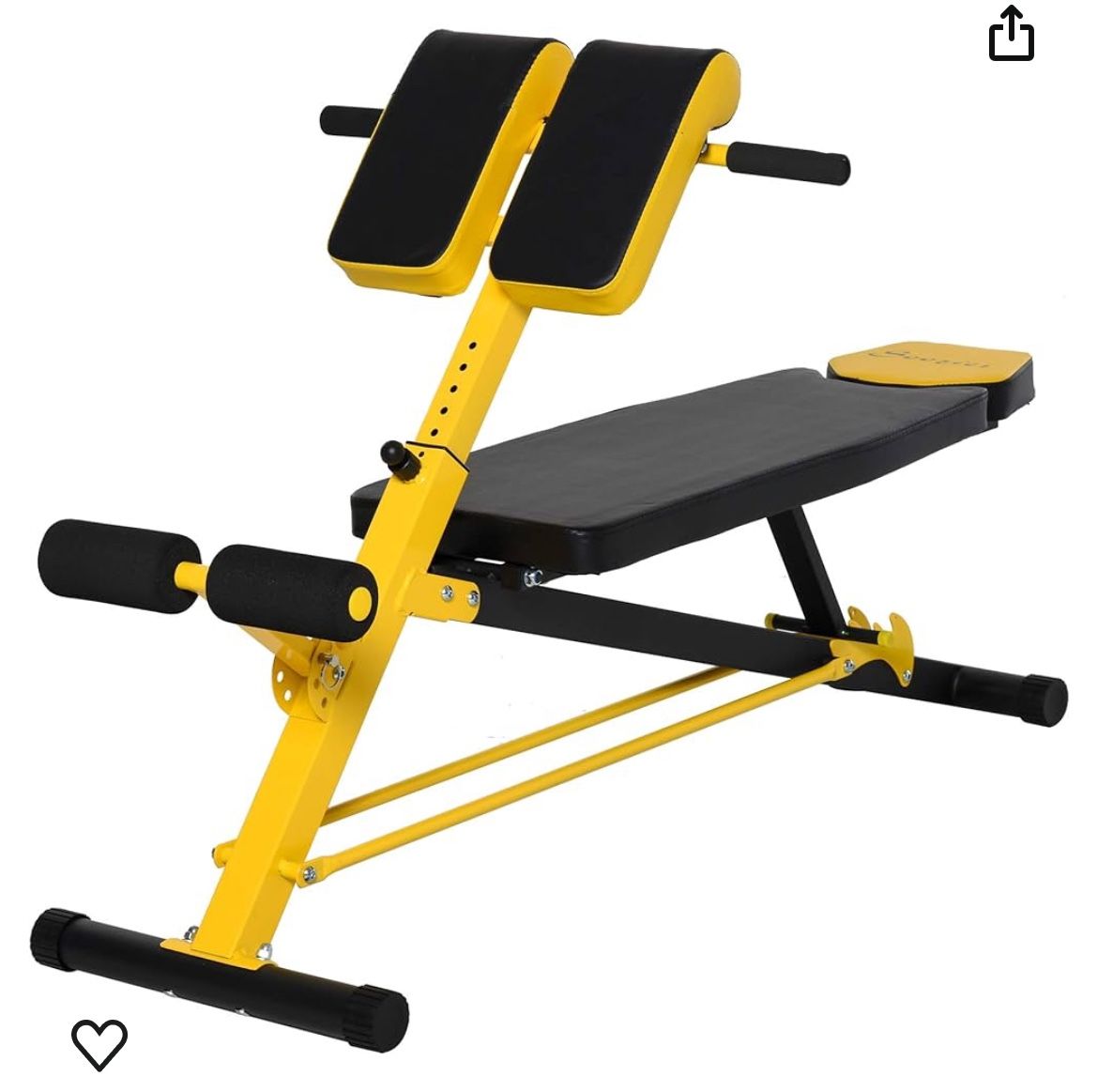 Soozier Adjustable Hyper Extension Dumbbell Weight Bench, Foam Leg Holders, Exercise Abs, Arms, Core, Strength Workout Station for Home Gym