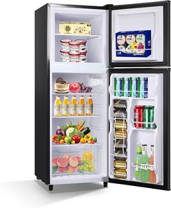 Compact Refrigerator 4.5 Cu.Ft, 2 Door Design,Adjustable Thermostat, Adjustable Removable Shelves Refrigerator Suitable for Dorm Garage and Office.