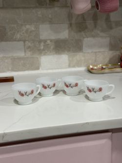 Vintage Anchor Hocking - Fire-King Milk Glass Snack Set of Four (4)