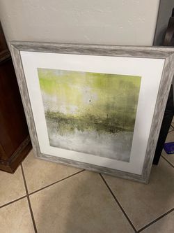 Abstract Framed Wall Art Green and Gray