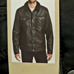 Levi's Black Leather Jacket Med. New!