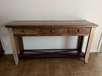 Rustic Wood Console Table with 3 Drawers