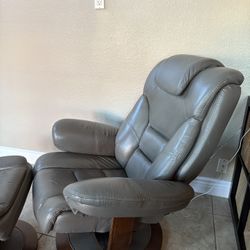 Gray Leather Chair And ottoman $50
