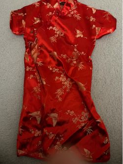 Kids Red Silk Dress, size 4T