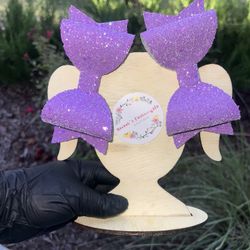 Chunky Glitter Purple Color Girls Hair Bows 