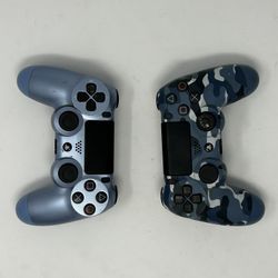 2x Sony PS4 DualShock 4 Wireless Controllers Blue Camo Glacier Blue FOR PARTS REPAIR