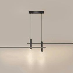NEW! Modern Minimalist Line Dining Room Chandelier Spotlight LED Adjustable Pendant Light, Black