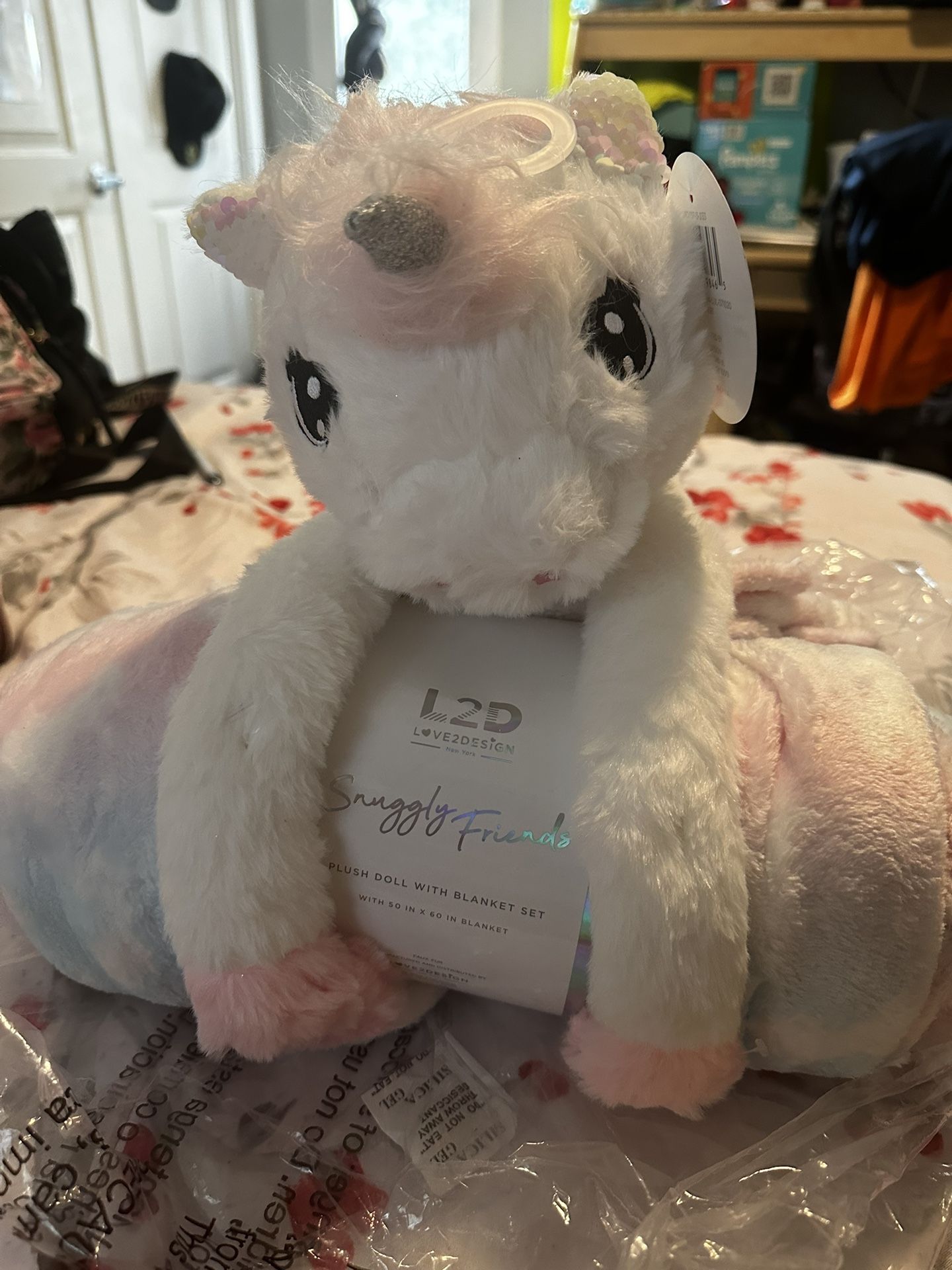 Plush Doll With Blanket Set