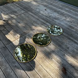 Three 18” Gold Circle Mirrors