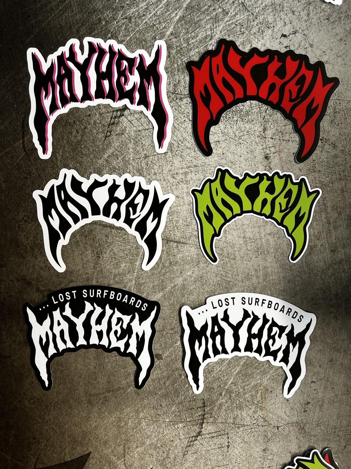 Mayhem STICKERS LOST SURFBOARDS decals 6 RVCA Channel Islands Rip Curl Billabong Firewire Hobie SHARPEYE Album